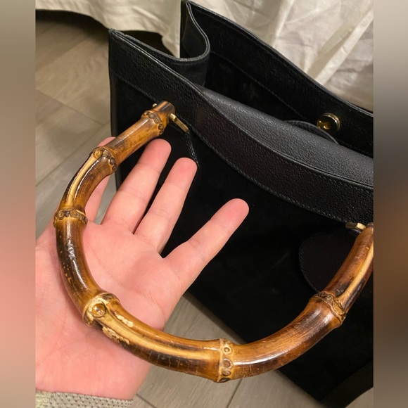 Vintage Gucci Bamboo Handle Leather Tote Rare - Picture 3 of 13